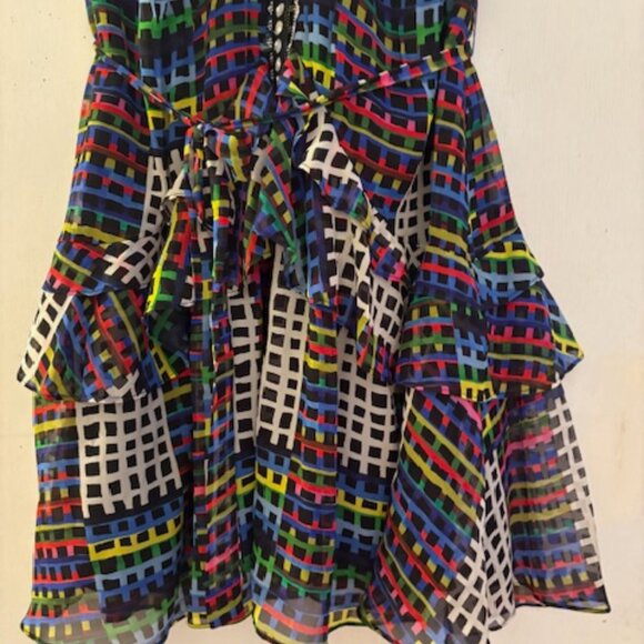 Saloni Geometric Print Silk Dress, Sz 6, NWOT - Picture 7 of 11